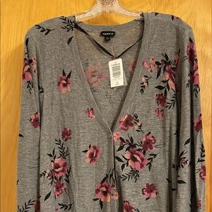 TORRID gray/floral cardigan, 3X